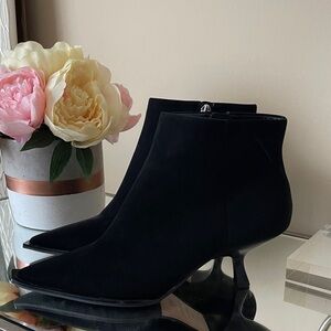 ANTONIO MELANI Sleek Black Ankle Sterling Velvet Nappa Leather Dress Booties